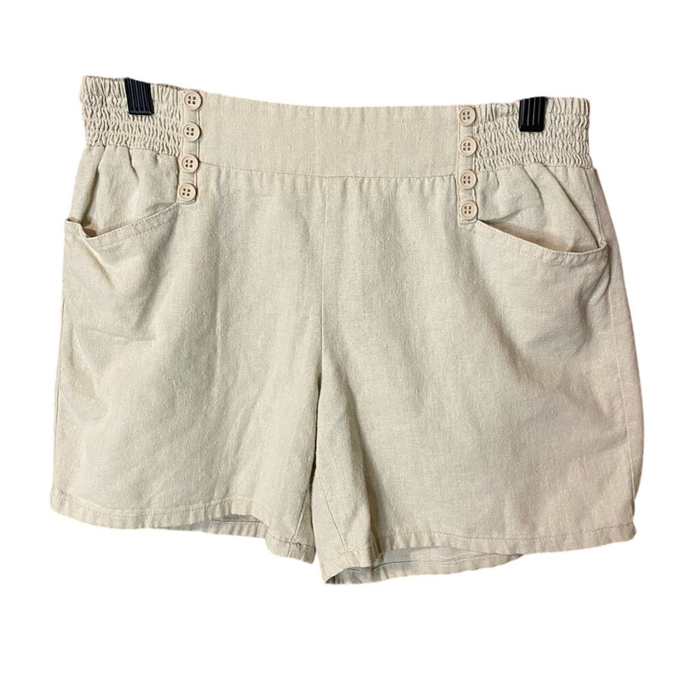 Joe Benbasset Cream sailor Waist Shorts Relaxed Fit Linen Blend medium